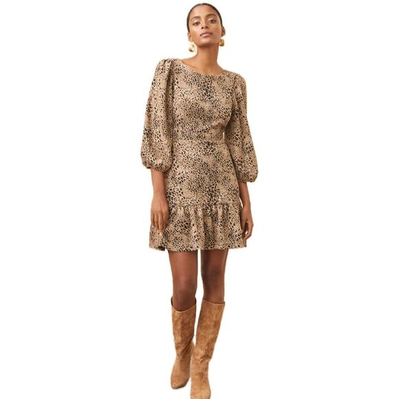 Anthropologie Maeve Knit Cut-Out Bow Tie Leopard Animal Print Dress Size 6 - Picture 2 of 9